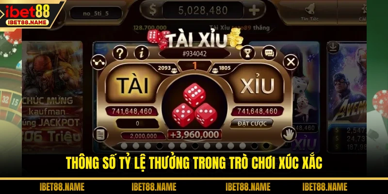 Thông số tỷ lệ thưởng trong trò chơi xúc xắc